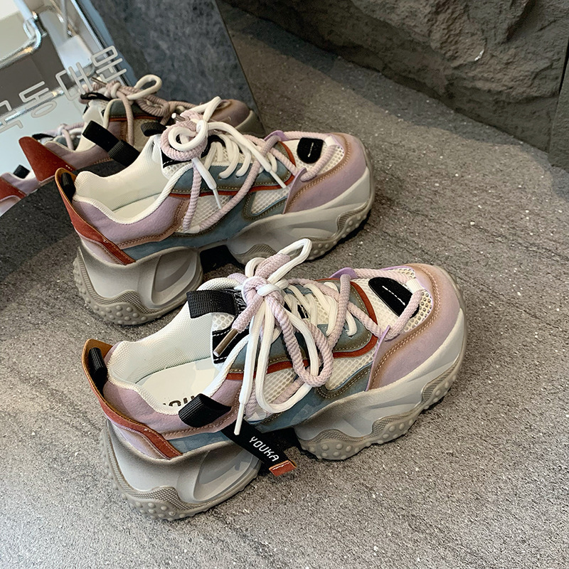 Trendy brand color blocking dad for women's 2024 new small stature and versatile casual sports shoes ddmythur