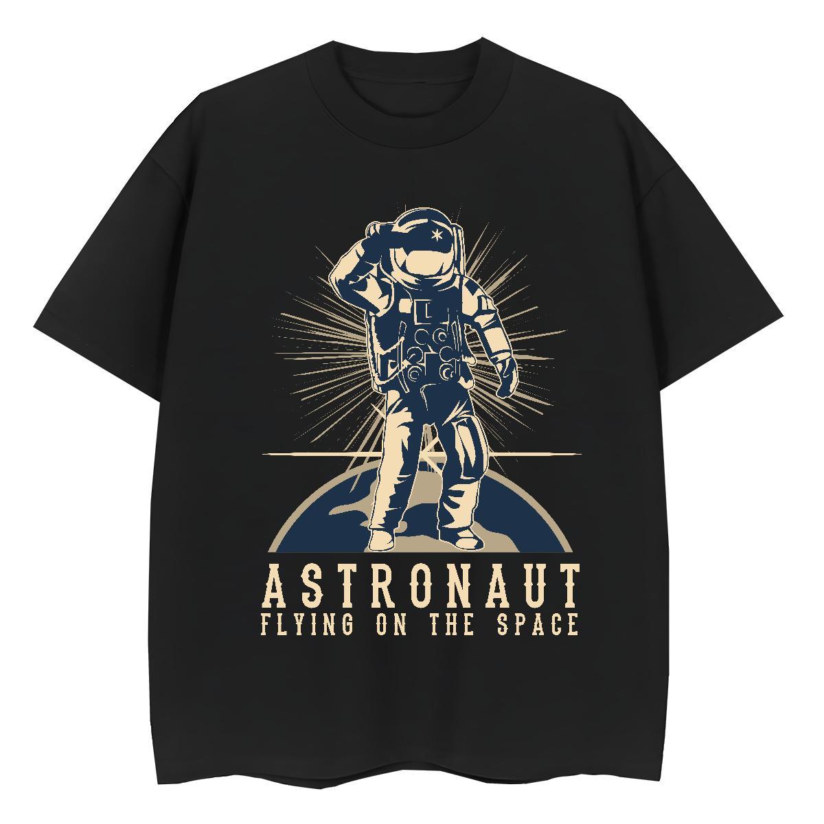 Loose Womens Tshirts 100% Cotton 230g cosmonaut Sport T Shirt For Woman Crew Neck Breathable Anime Oversized Tee Shirt
