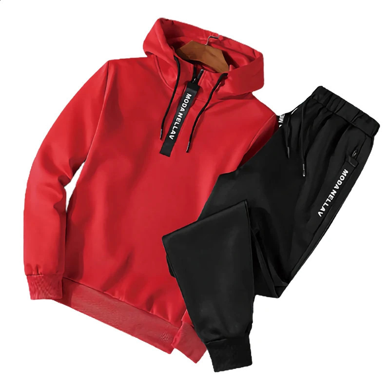 Mens Sweatshirt Set HoodiesSweatpants Tracksuit Men 2 Piece Outfits Jogger Bottom Suit Male Pullover Hoodie Sets 240822