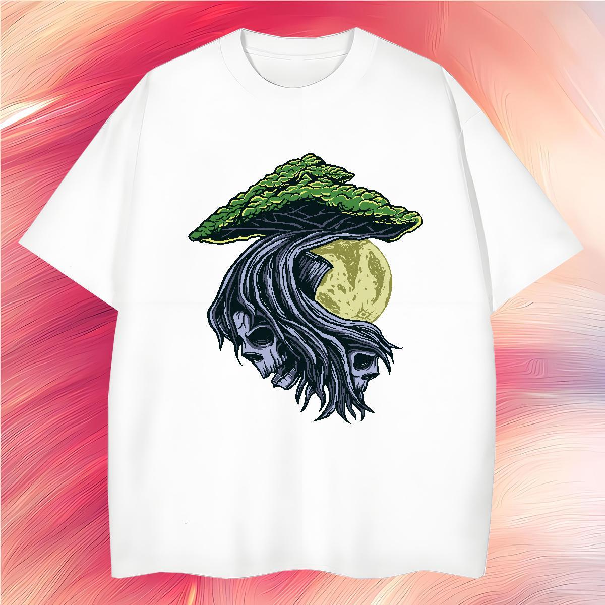 Wholesale T-Shirts 230g 100% Cotton skull Street Casual DIY O-Neck Short Sleeve Couples T Shirts Fashion Designer Clothes