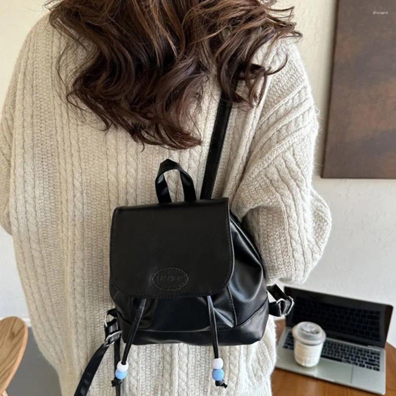 Cute Retro PU Leather School Backpacks: Soft Handheld Zipper Shoulder Bag hot for Students, 2024