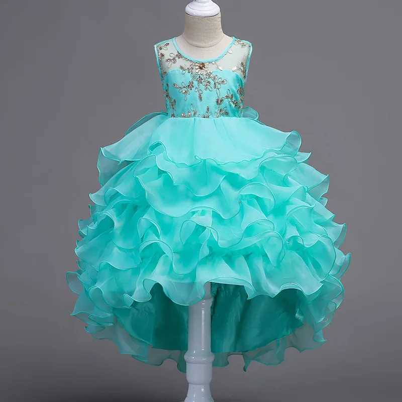 Embroidered baby girl princess flower wedding Christmas party Tutu dress childrens elegant vest 3-15 years old teenagers W240823