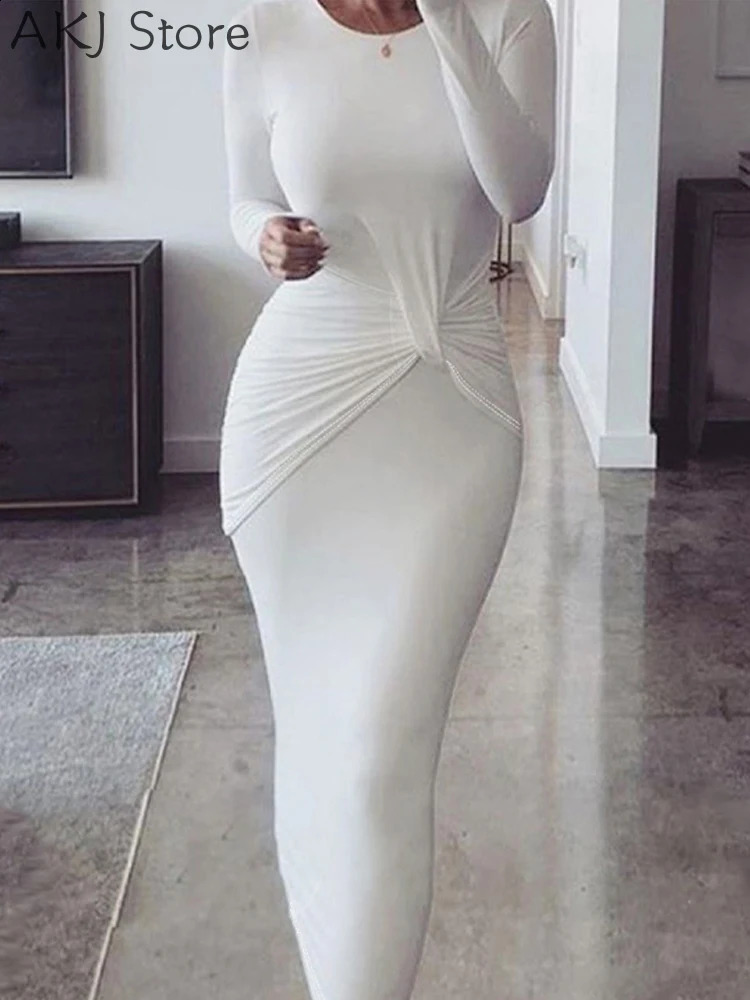 Women Sexy Long Sleeve Bodycon Maxi Dress 240823
