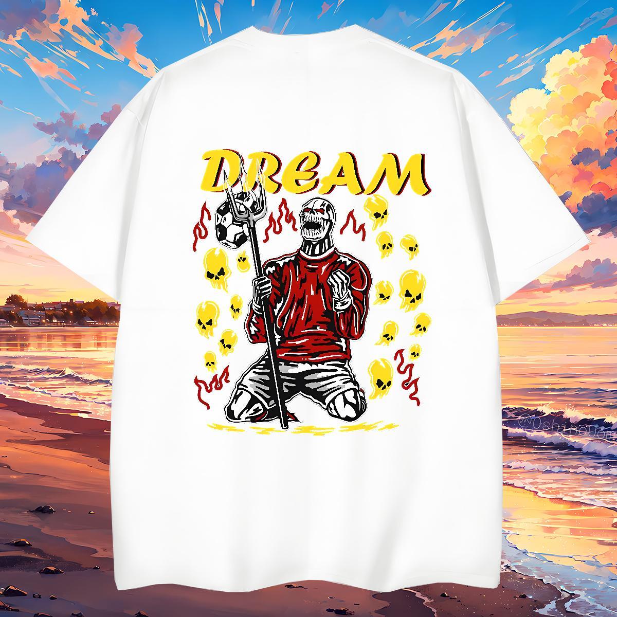 TOP Quality Mens T Shirts 230g 100% Cotton skull Street Casual Custom Print Oversized Crew Neck Couples T Shirts Fashion Designer Tshirts