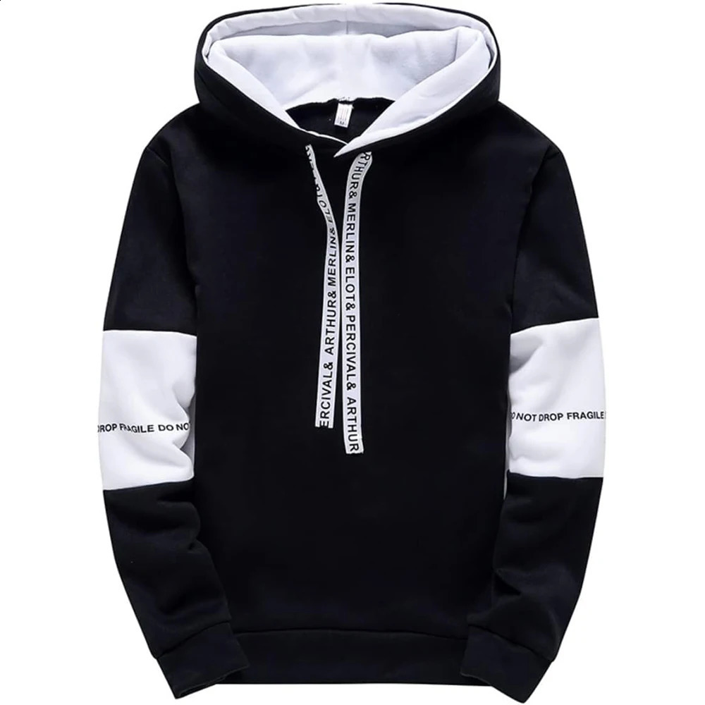 Mens long sleeved casual and letter sports shirt mens hooded sweatshirt spring hiphop Pullover top 240822