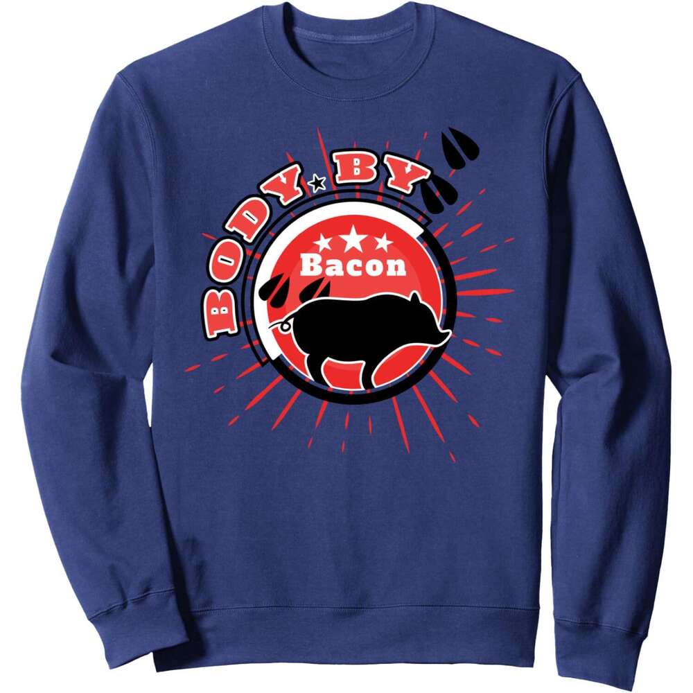 Long Sleeve Shirts for Men sweatshirt Body By Bacon Cute Pig Artwork Funny Birthday Gift Sweatshirt T shirt Tee Streetwear Casual tops clothes