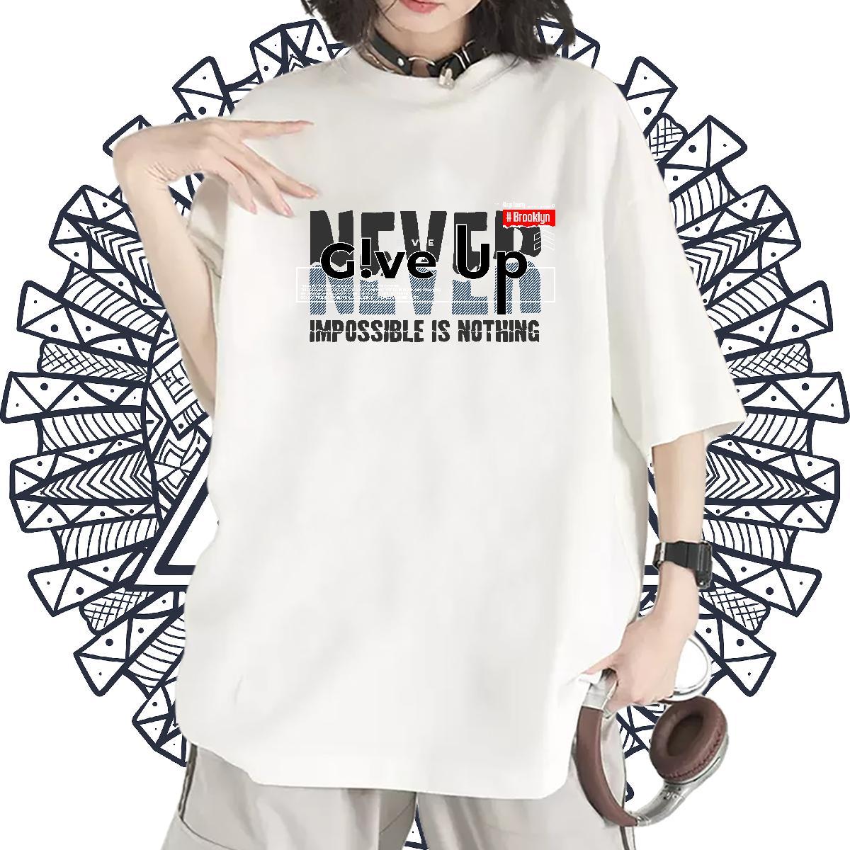 Soft Lady T shirt 230g Cotton letter Street T-Shirts for Women Breathable Cartoon Floral Printing Clothings