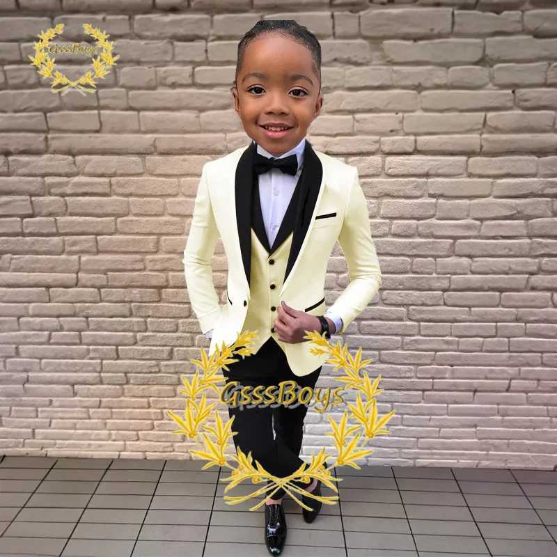 Boys suit wedding jacket pants vest 3-piece party dress shawl collar jacket suitable for childrens customization 3-16 years old complete set W240823