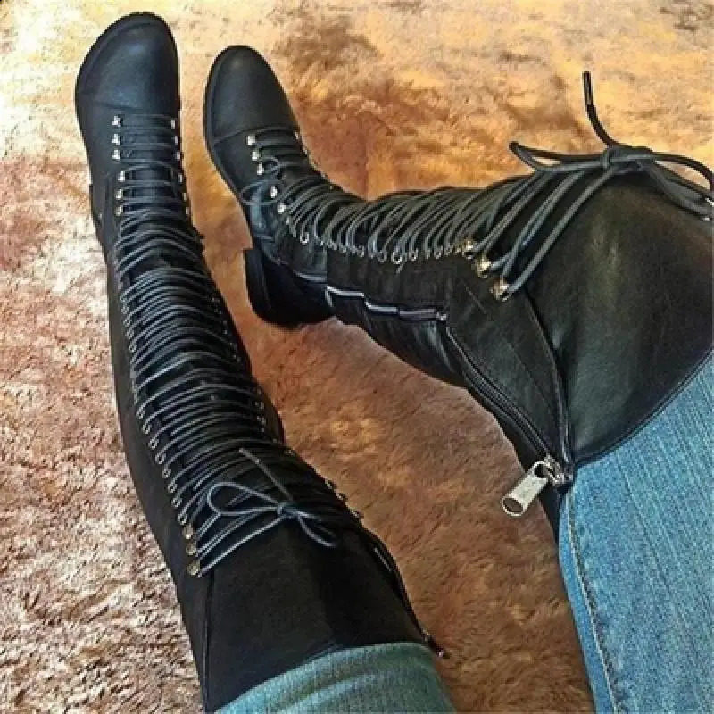 sexy over the knee boots womens fashion cross lace upper shoes winter warm knight high boots womens over the knee boots 240823