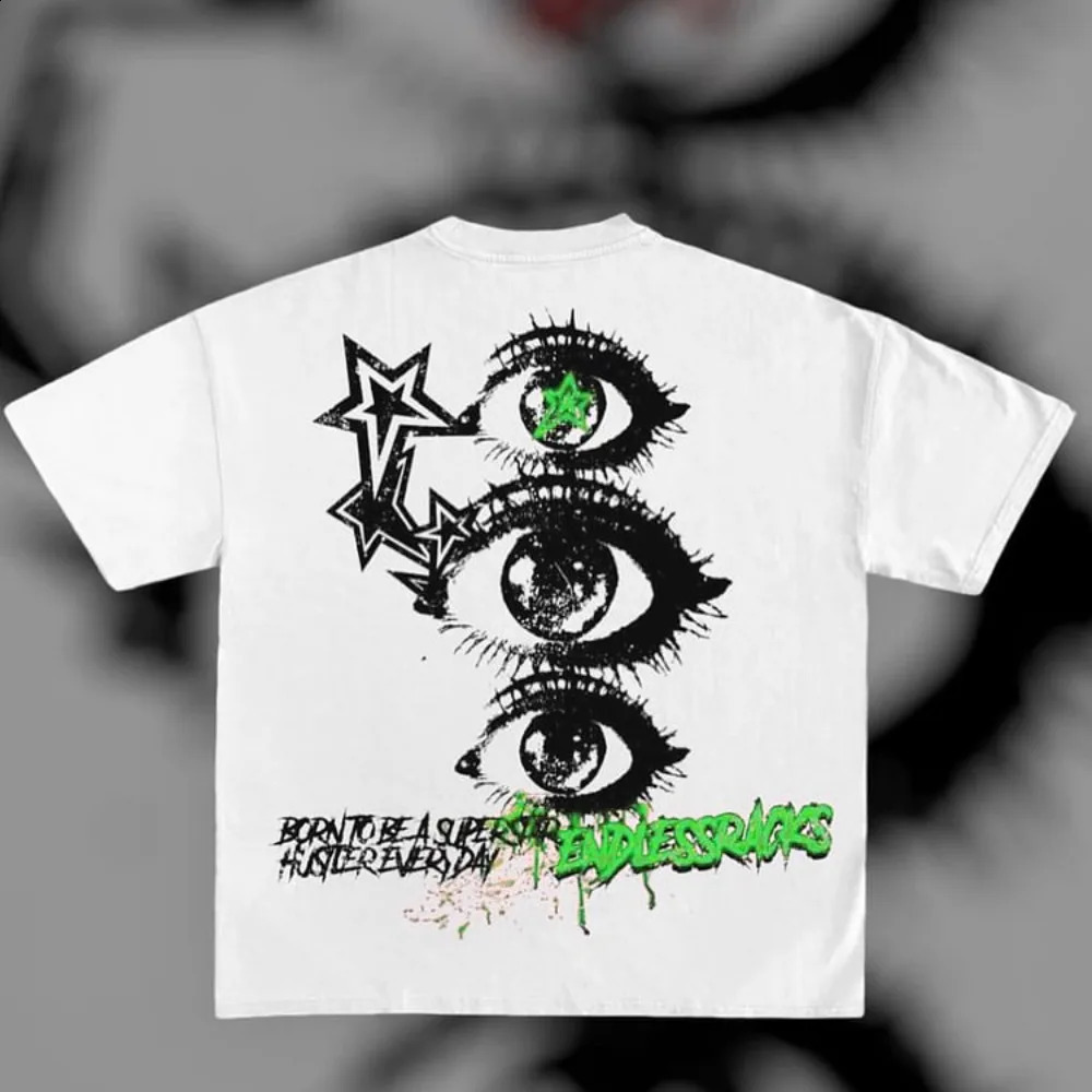 Retro Endless Scammer Graphic Printed Tshirt Mens Y2K Summer Short Sleeve Oversized Womens Top 240822