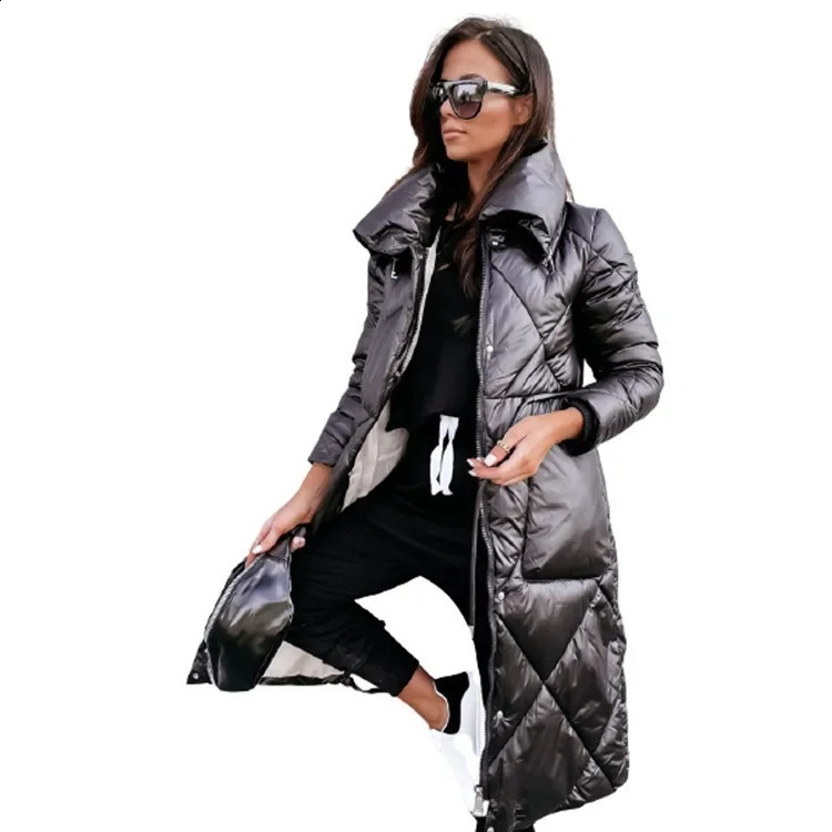 womens collar clothing cotton jacket long sleeved zipper lining Parka autumn and winter 240822