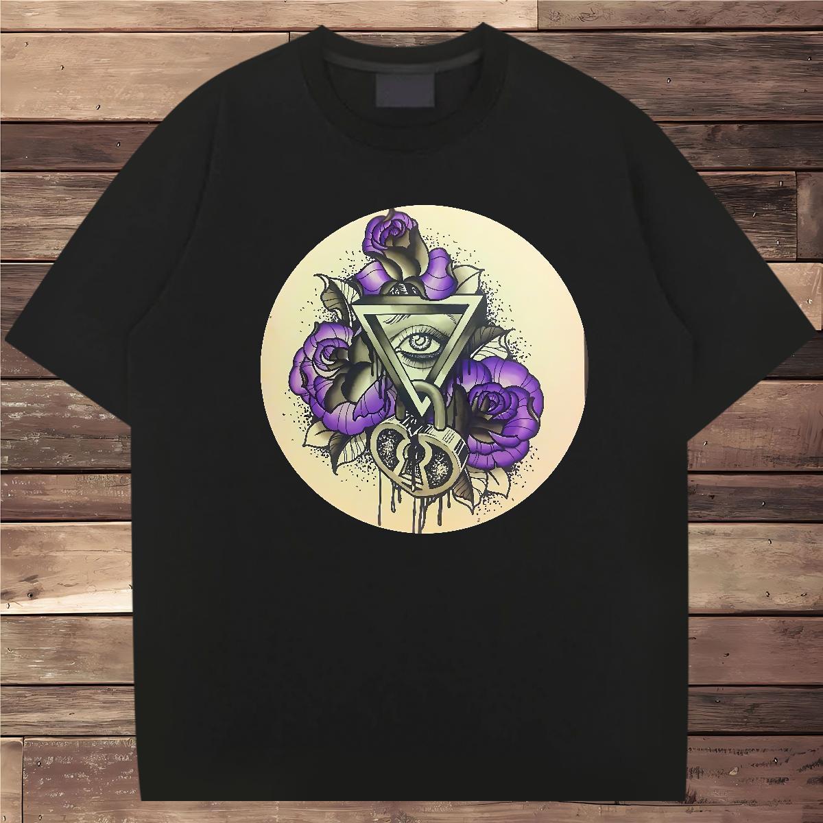 Cool Mens T Shirts 100% Cotton 230g eye of the devil Casual Beach DIY Printed Crew Neck Breathable Men Tshirts Fashion Designer Wear