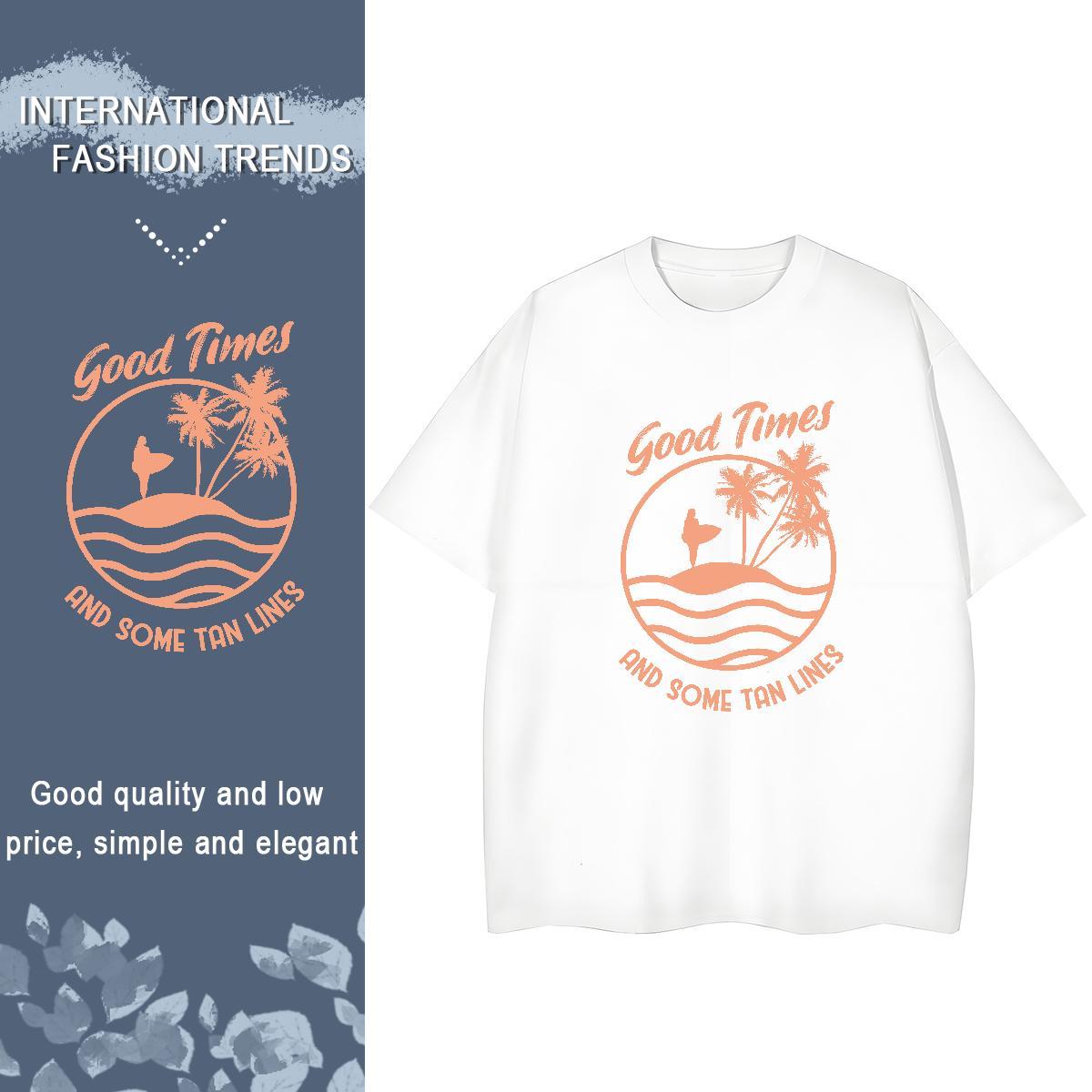 Loose Tshirt for Man Woman 100% Cotton 230g beach Summer Casual Womens T Shirts Short sleeve Soft Anime Clothes Shirt