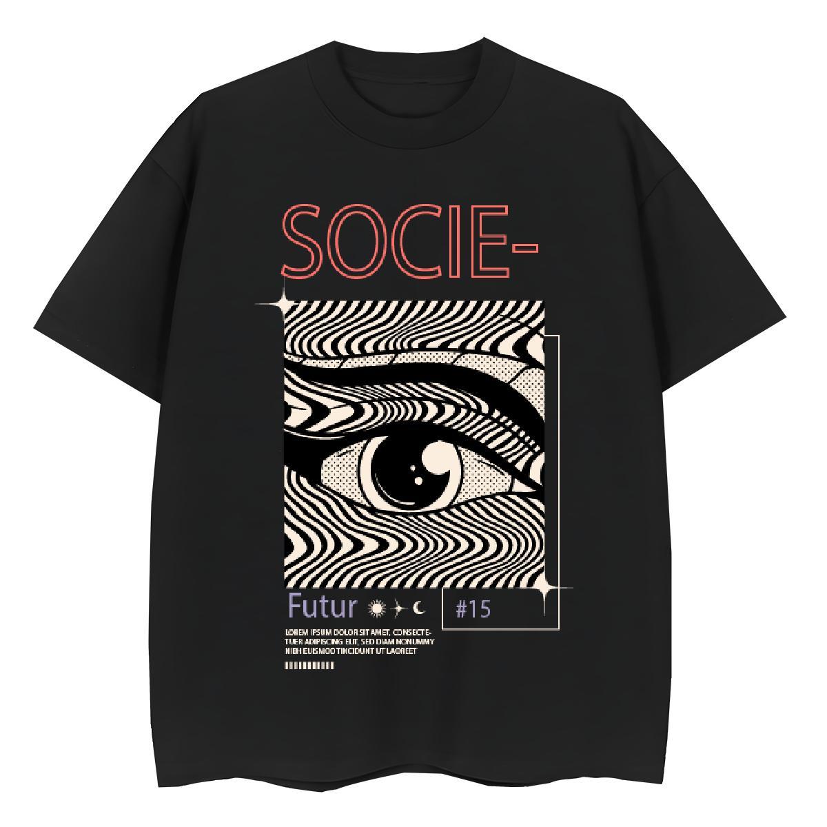 Brand Woman Tshirt 100% Cotton 230g eyes Casual T Shirt For Woman Breathable Anime Print Top Shirts