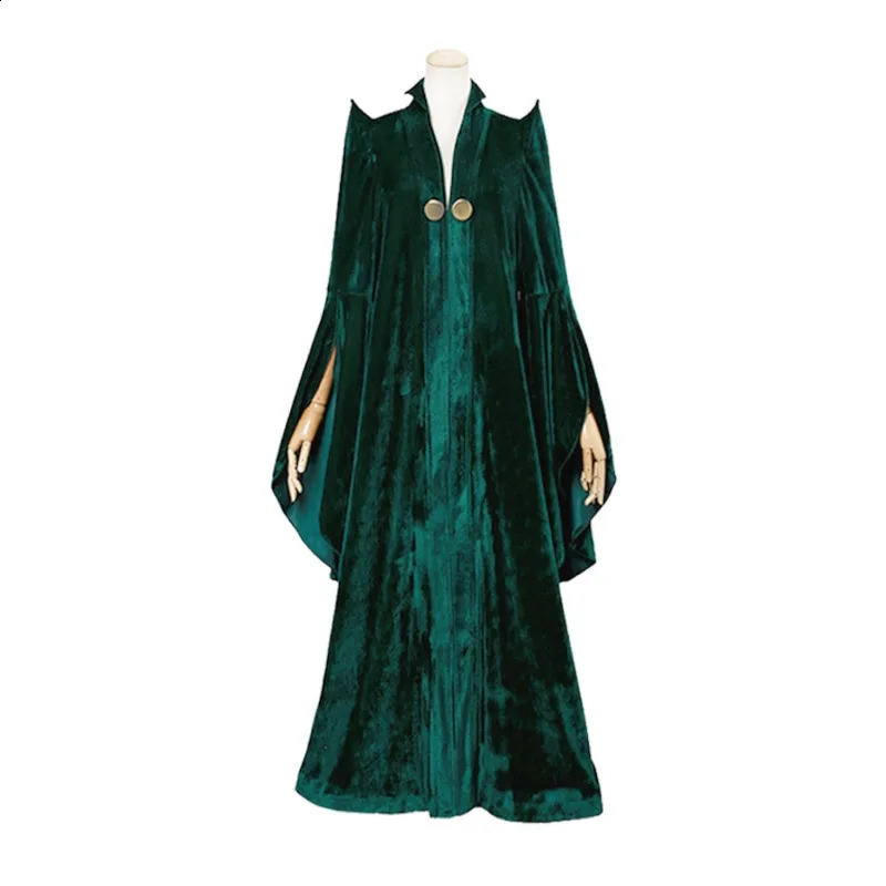 High quality Professor Minerva McGonagall cosplay costume green horn velvet Halloween carnival 240823