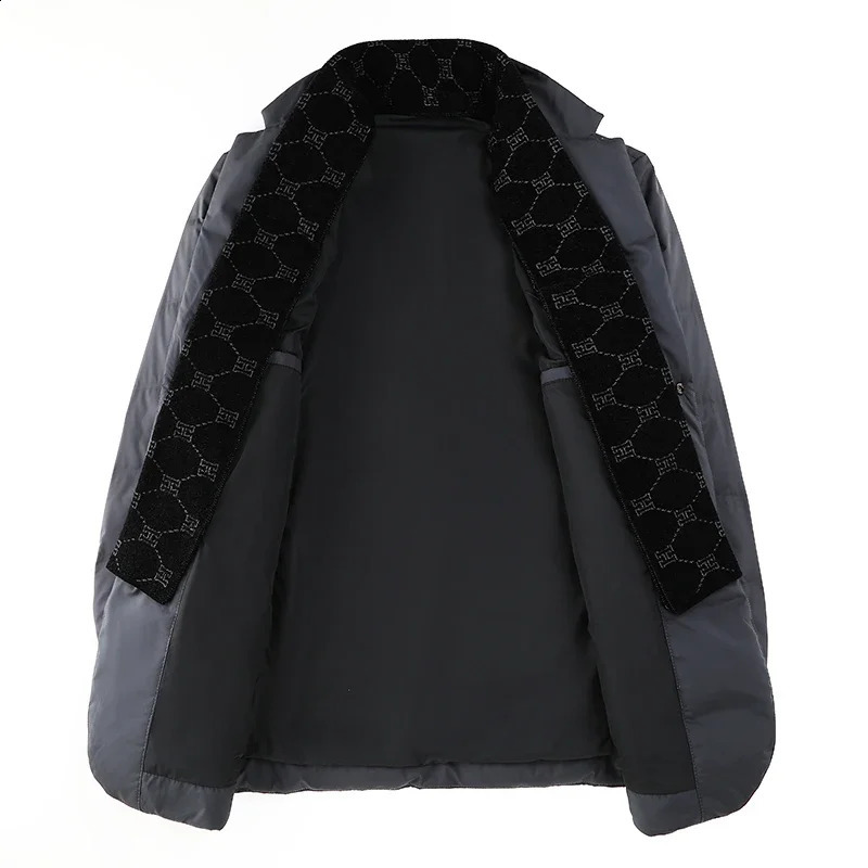 High quality mens fashionable and handsome down jacket scarf collar middleaged elderly dad suit largefat M6XL 240822