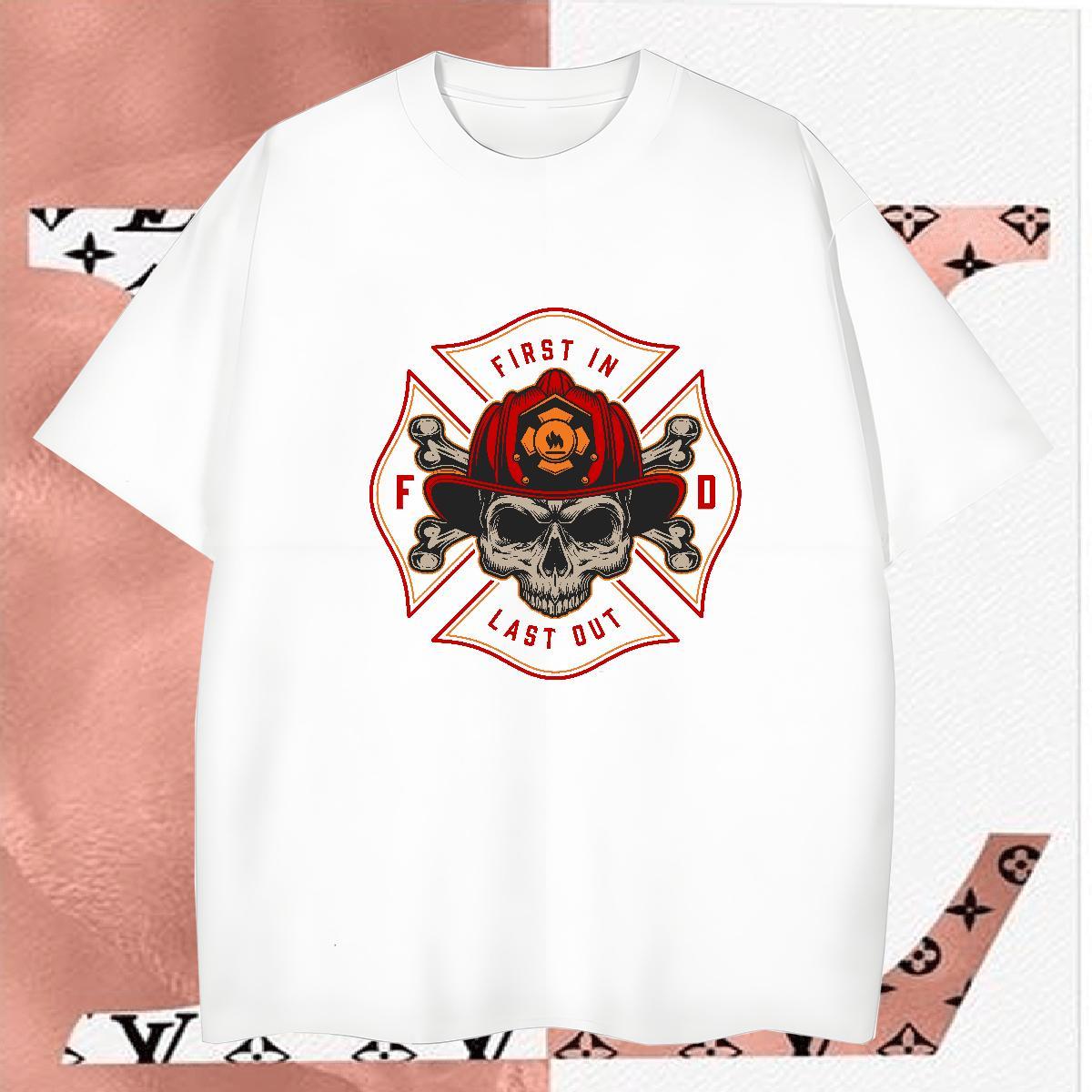 Loose Fit Men T Shirts 230g Cotton skull Casual Beach Custom Cartoon Breathable Crew Neck Tshirt for Man Woman Stylist Clothings