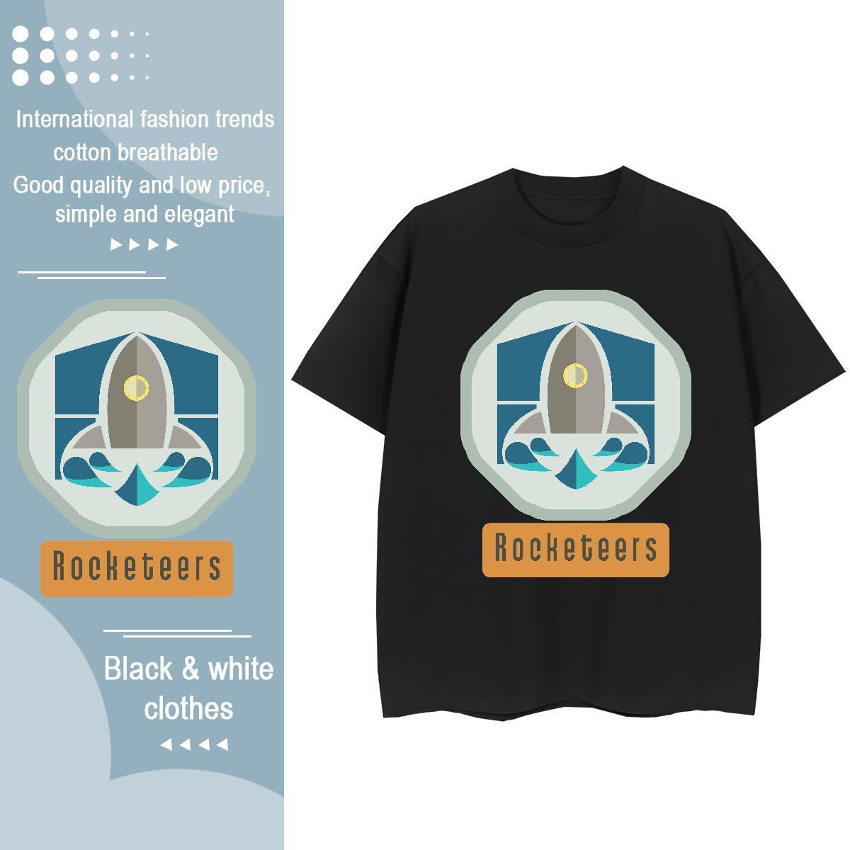 Unisex Women Tshirts 230g Pure Cotton rocket Street Woman T Shirts Breathable Short Sleeve Cartoon Print Clothings