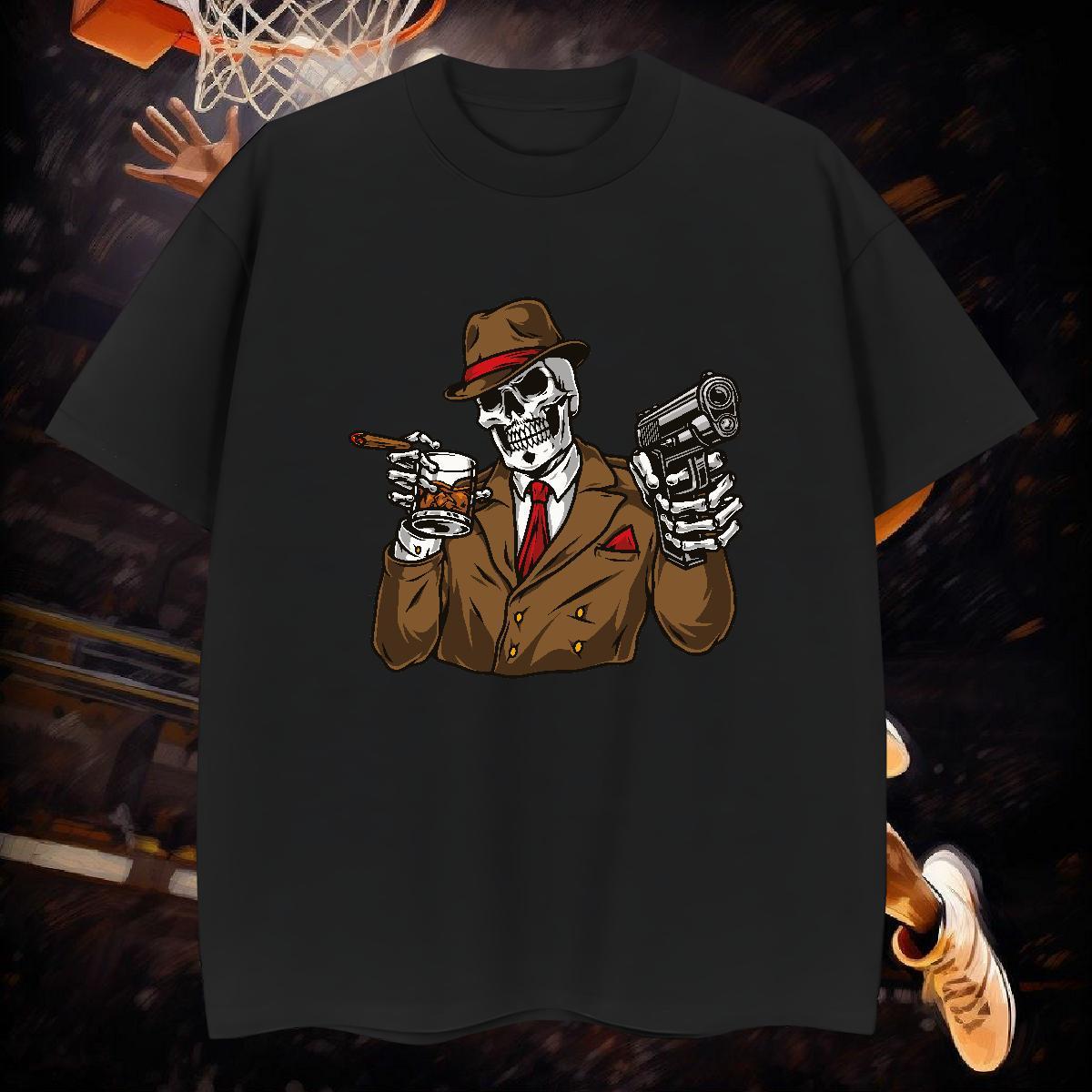 Free Shipping Man T Shirts 100% Cotton 230g skull Anime Printing Street DIY Anime Breathable Crew Neck Mens Tshirts Custom Wear