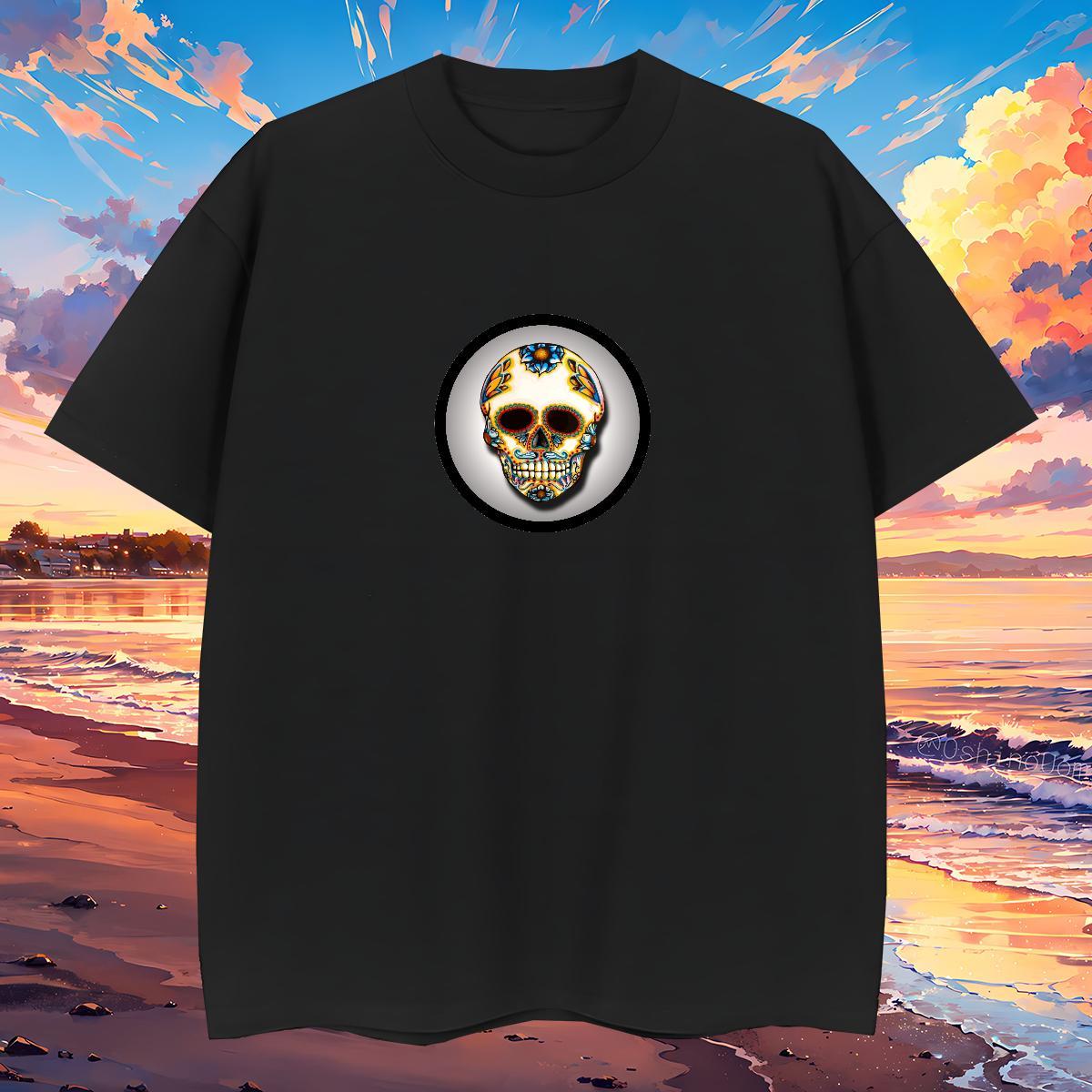 TOP Quality Men T Shirts 230g 100% Cotton skull Sports Casual Oversized 3XL 4XL O Neck Short Sleeves Couples T Shirts New Tees