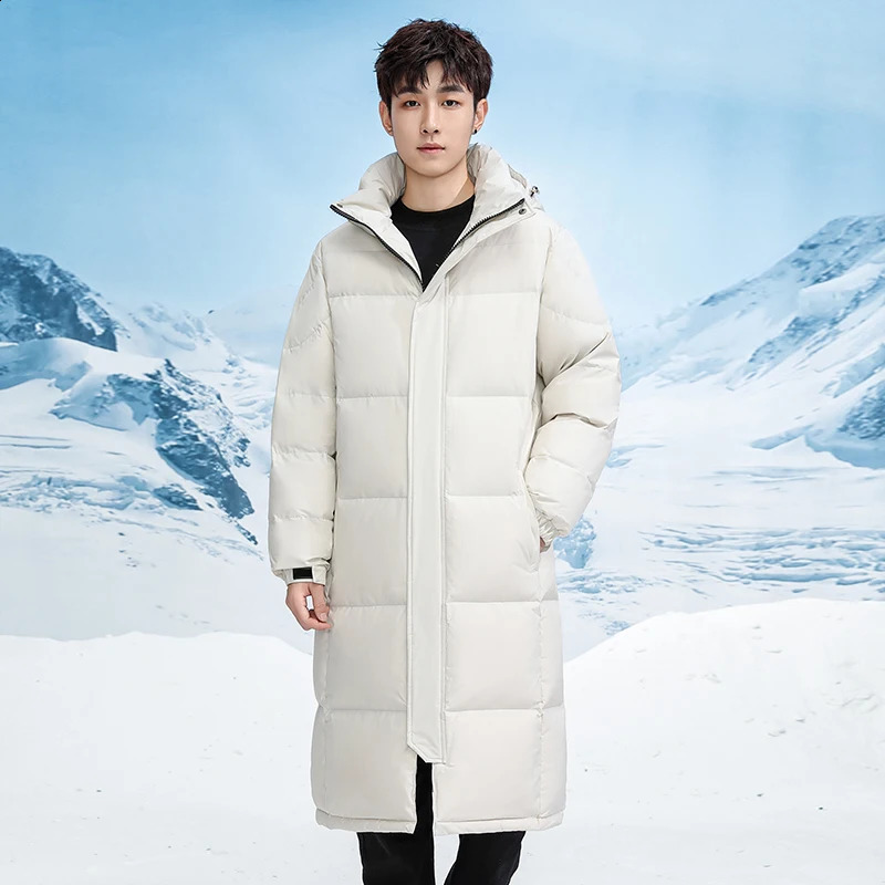 30 ° C down jacket mens long for winter warmth and lightweight white duck street womens clothing 240822