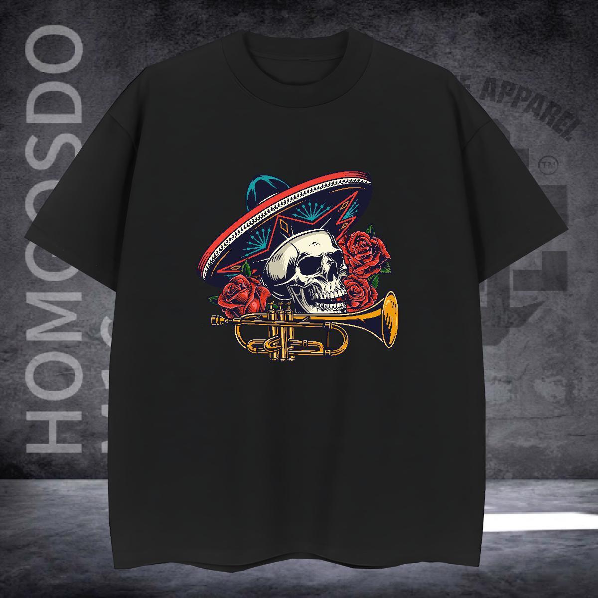 Loose T Shirts Men 100% Cotton 230g skull Outdoor Customized Print Pure Cotton Couples T Shirts Stylist Clothes