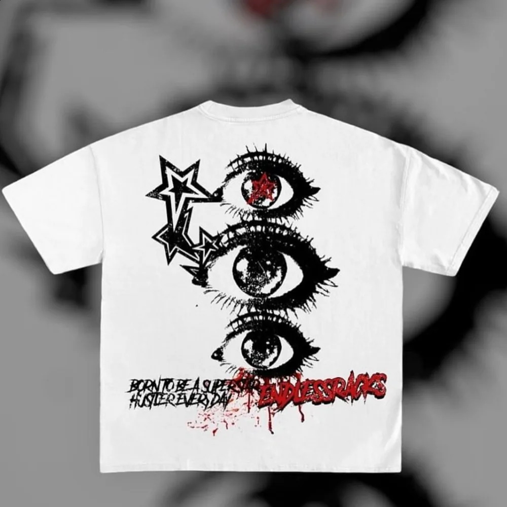 Retro Endless Scammer Graphic Printed Tshirt Mens Y2K Summer Short Sleeve Oversized Womens Top 240822