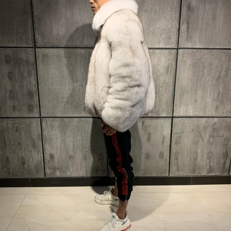 mens fur jacket mens real fox fur outwear winter coat mens natural fur jacket 240823