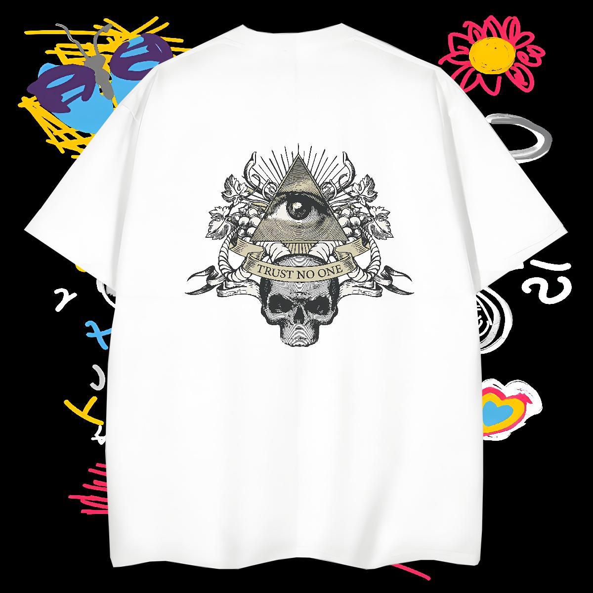 Designer Men T Shirts 230g Cotton eye of the devil Casual Beach DIY O Neck Short Sleeves Men Tees Fashion New Wear