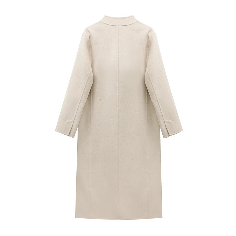 RARF womens long over knee loose double pocket woolen double-sided coat double-sided cashmere ladies 240822