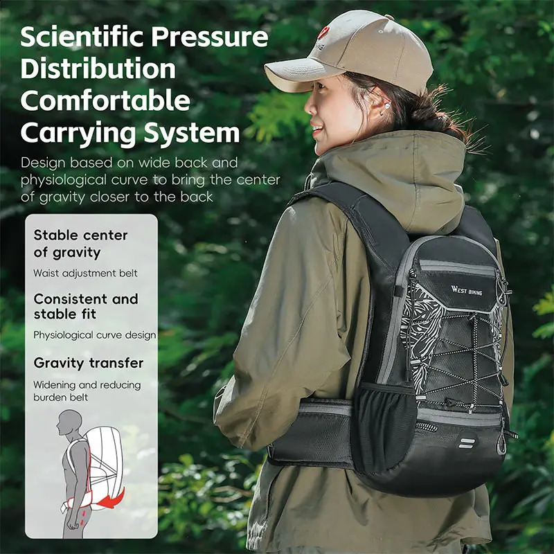 WEST BIKING 7L16L Bicycle Backpack Breathable Reflective Outdoor Climbing Hiking Moisturizing Helmet Storage Bag 240823