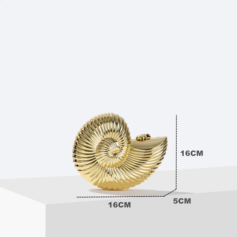 Womens acrylic conch shaped bag cute night clutch with shoulder strap used for wedding parties small wallet ner handbag gold and silver 240823