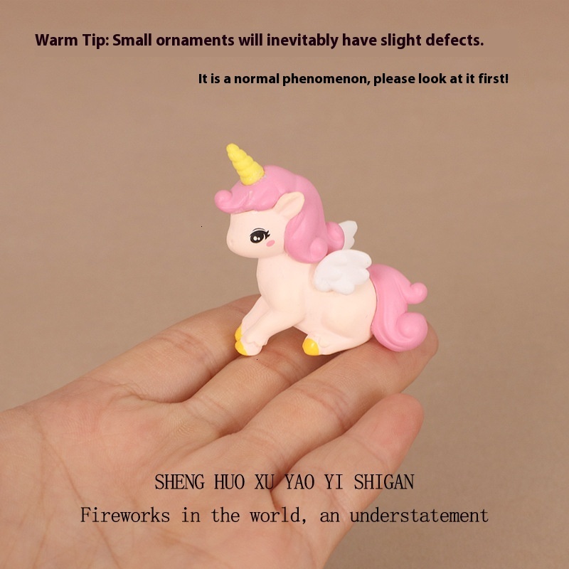 Adorable Mini Unicorn Micro Scenes - Handcrafted Plastic DIY Desktop Ornament Set for Your Office Space