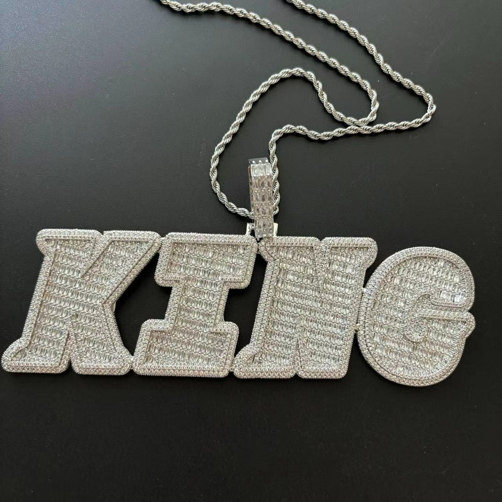 Hip Hop DIY Custom Name A-Z Letters Pendant Necklace 5A T Zircon Inclined Ladder Jewelry
