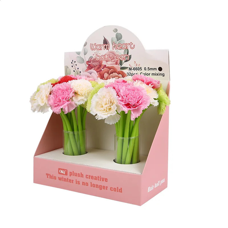 24 Pieces Rose peony Artificial flower ornament gel Pens Christmas Mothers Day Teacher Student Gift Multi Color Signature Pen 240822