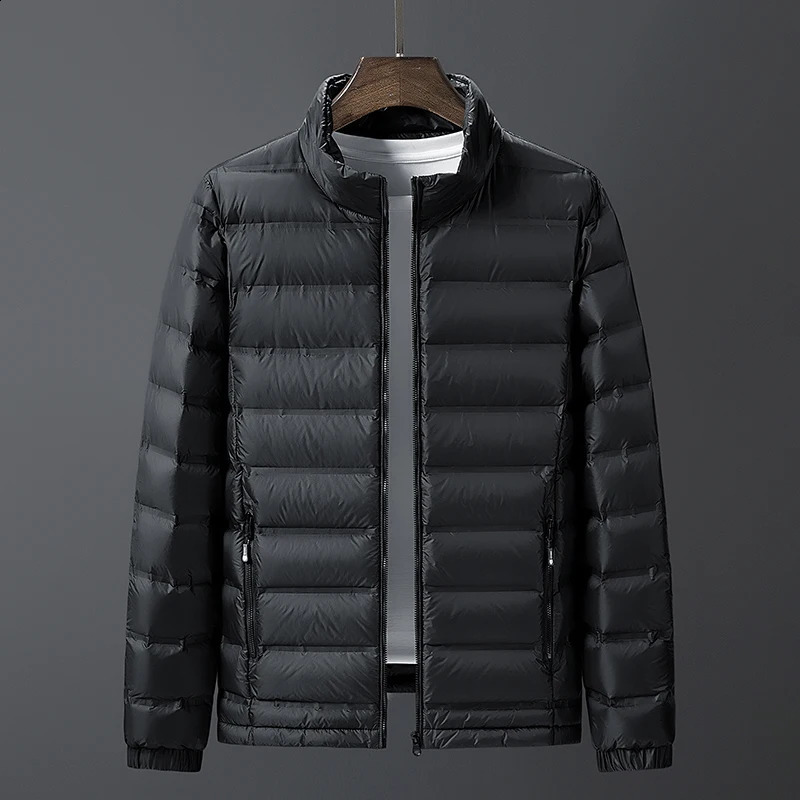 5XL 6XL 7XL 8XL Plus size mens lightweight down jacket autumnwinter youth casual stand up collar white duck 240822