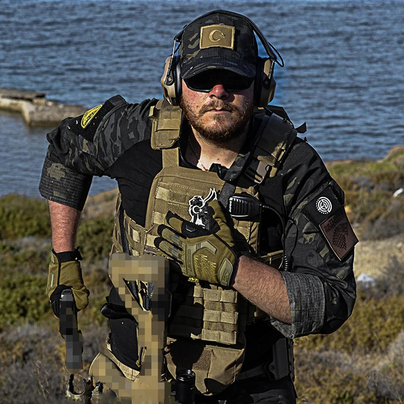 Men Tactical T Shirt Soldiers Military Combat TShirt Long Sleeve CP Camouflage Shirts Paintball 3XL 250113