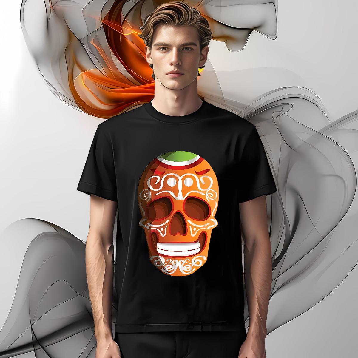 Loose T-Shirts 230g 100% Cotton skull Casual Beach Custom Anime Breathable Short Sleeve Couples T Shirts Casual New Tees