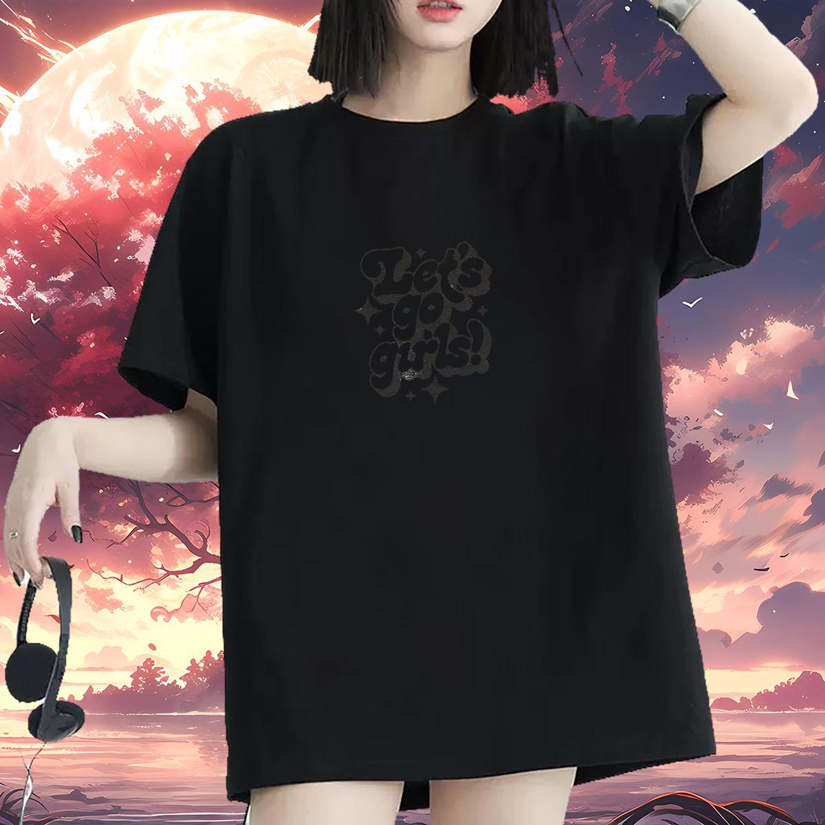 Nice Couples T Shirts 230g Cotton letter Sports Casual T-Shirts for Women Crew Neck White Plus Size Tees Shirts