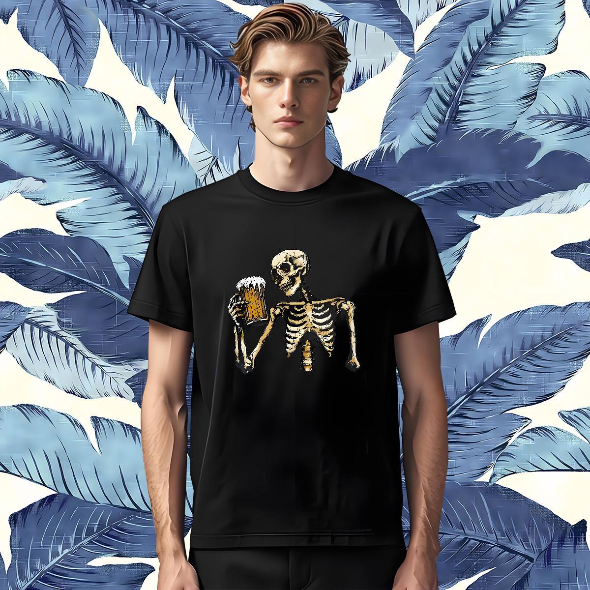 TOP Quality T Shirt For Man 230g 100% Cotton beer Beach Plus Size Custom Breathable Crew Neck Men Tees Brand Tees Shirts