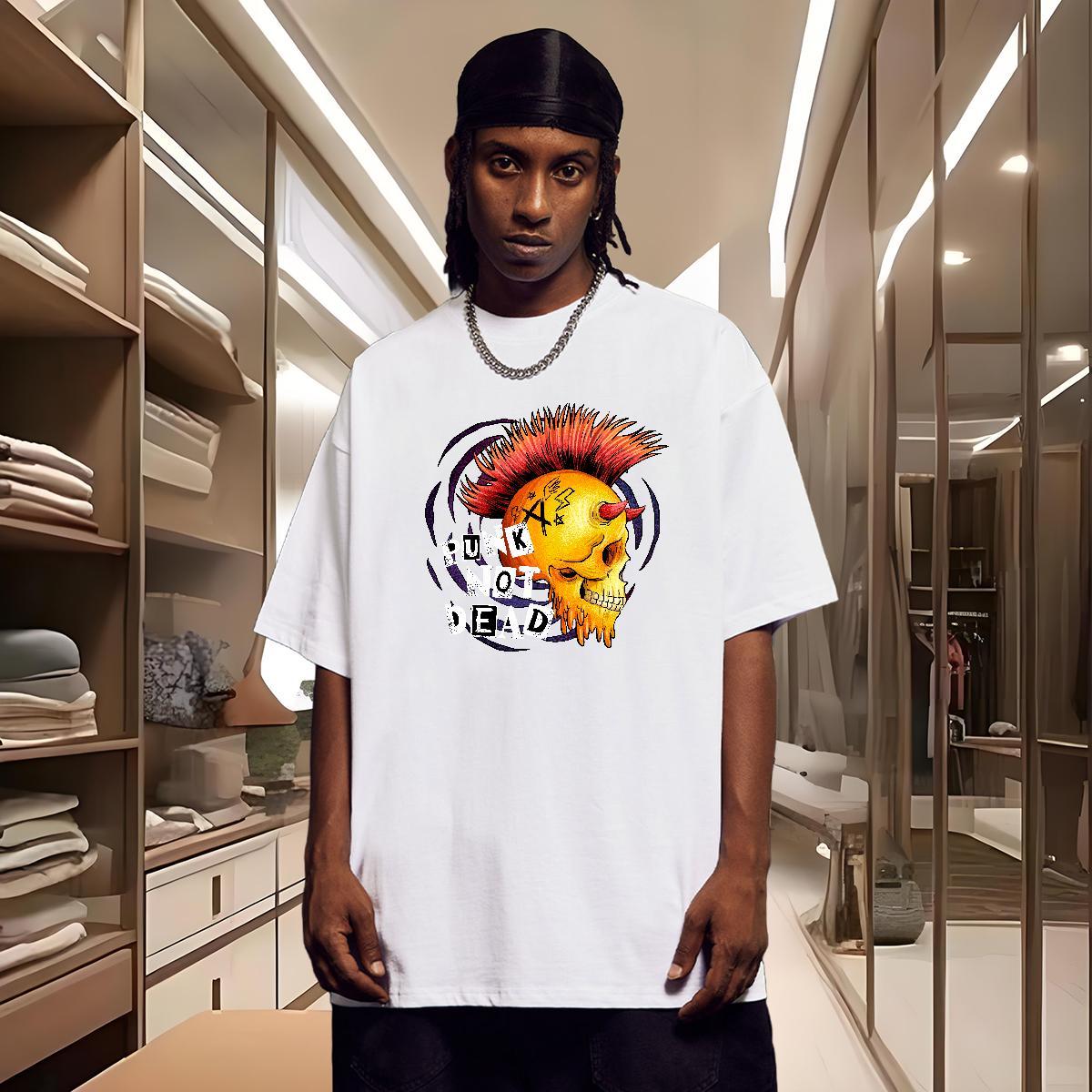 Designer T Shirts Men 230g Cotton skull Summer Casual Custom Print Oversized Breathable Crew Neck Mens Tshirts New Arrival Tees