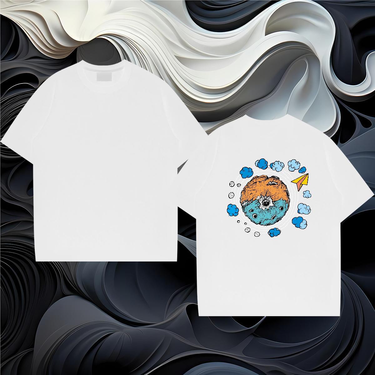 Comfortable T Shirts Men 230g Cotton sky High Street Hip Hop Oversized 4XL Breathable Crew Neck Men Tshirts 2024 Designer Top Tees
