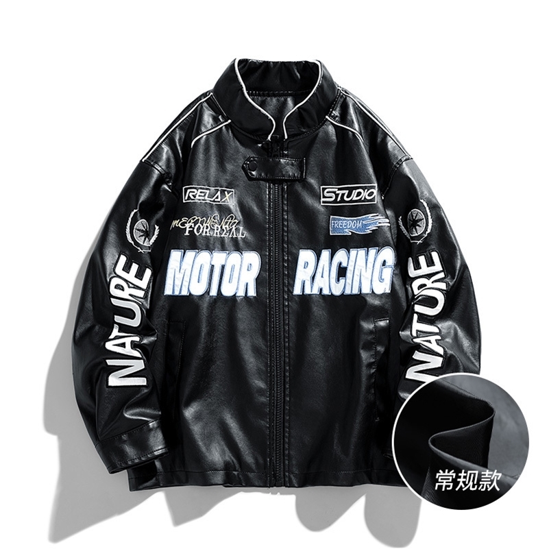 JSN235A2388BO Spring and autumn men PU leather coat stand collar motorcycle jacket leather men Korean slim trend fashion 240822