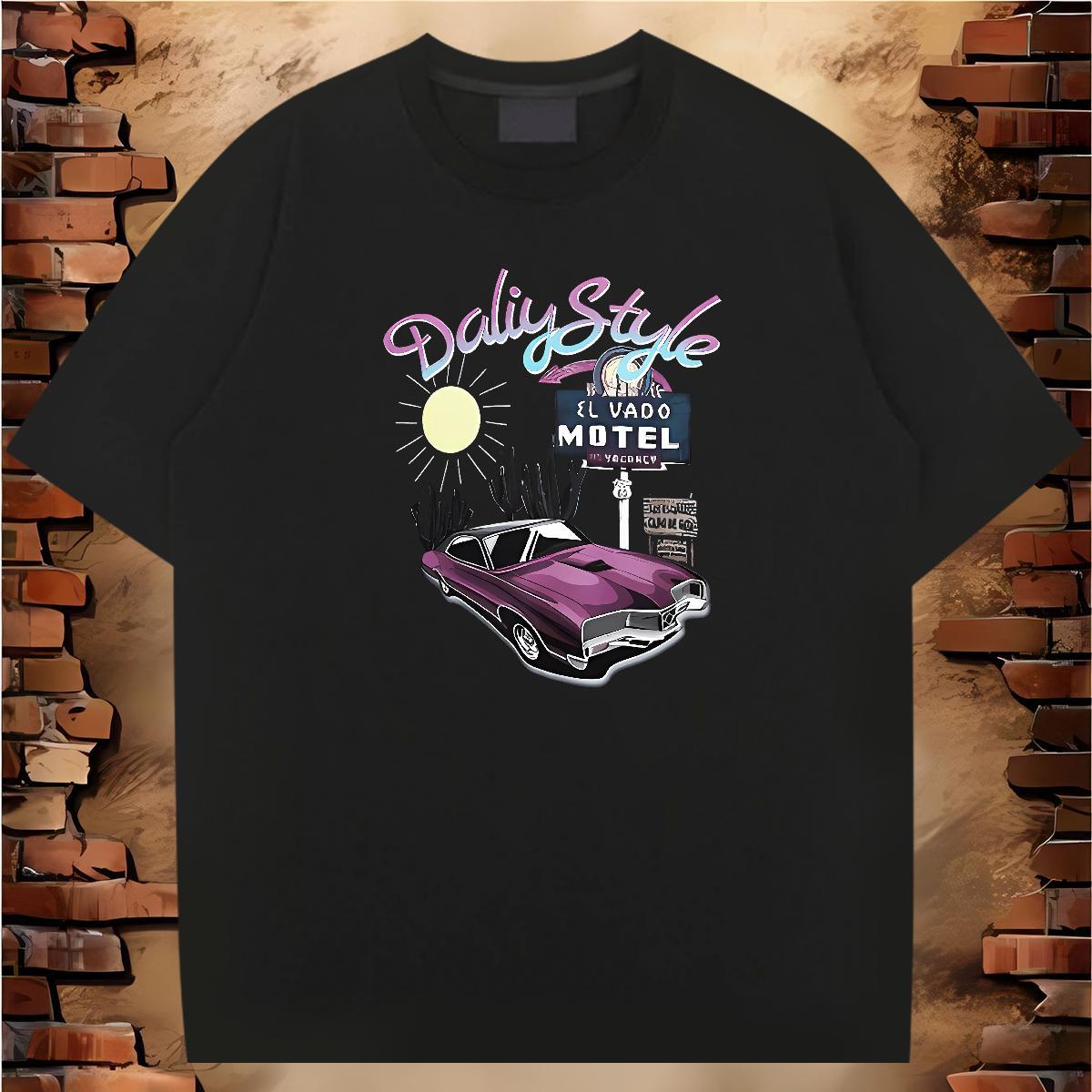 Unisex T-Shirts for Men 230g Cotton car Casual Beach DIY Printed Breathable Short Sleeve Mens Tshirts New Arrival Tops Shirt