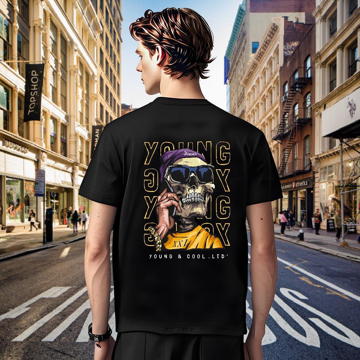 Cool Design T Shirts Men 100% Cotton 230g skull Home Outdoor Cartoon Print O-Neck Short Sleeve Tshirt for Man Woman Stylist Tees Shirts