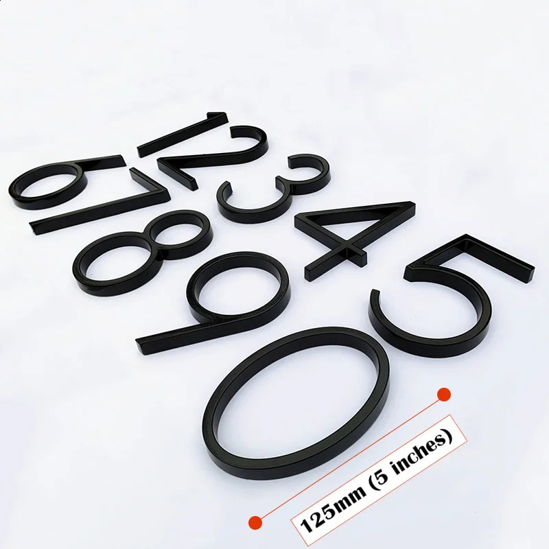 125mm Black House Numbers Letters Outdoor Address Sign Plate For Yard Floating Metal Door Number Doorplates Modern Mailbox Signs 240823