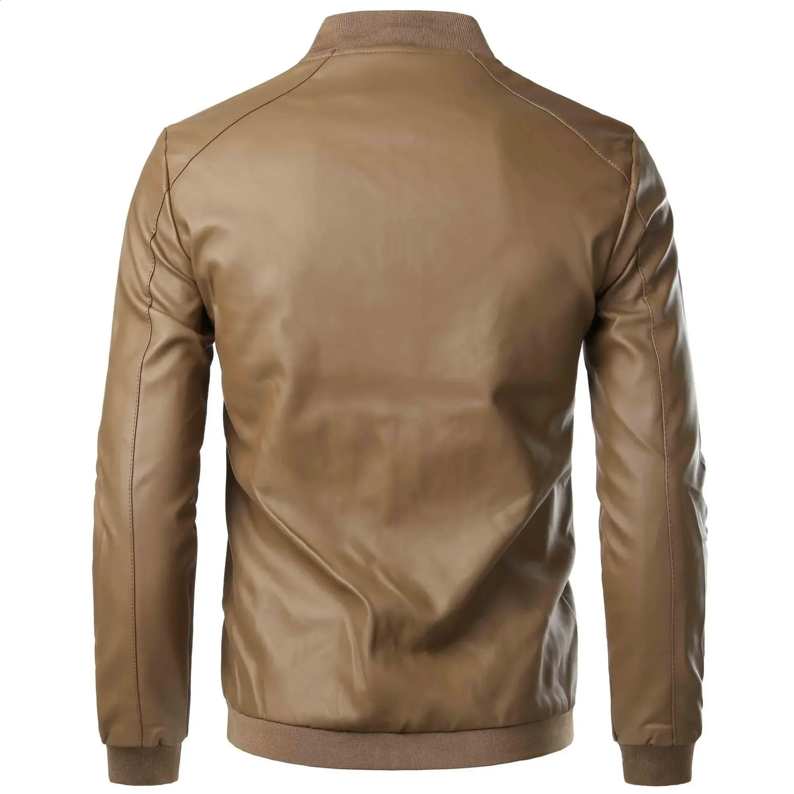 Mens Spring and Autumn Leather Jacket Fashion Trend Motorcycle Korean Version Slim Fit PU Leather Stand Collar Coat Mens Wear 240822