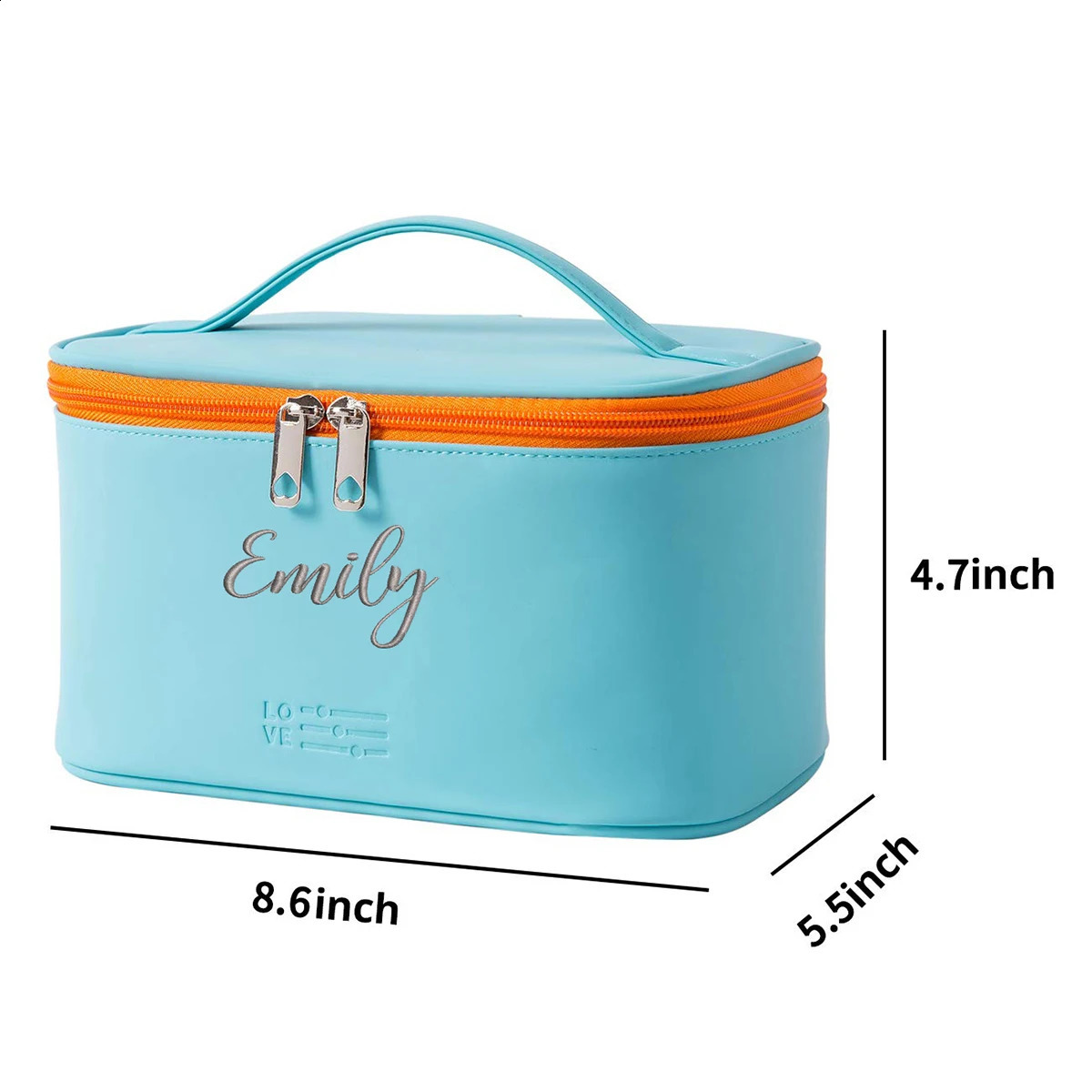 Personalized Makeup Bag Embroidery Name Portable Travel Cosmetic Bag for Women PU Leather Waterproof Gift for Bridesmaids 240822