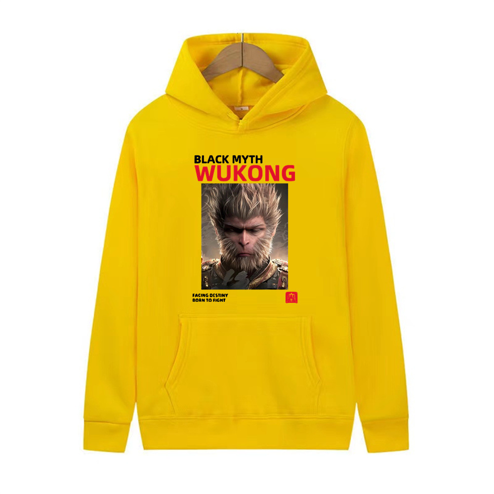 Black Myth Wukong Fashion Trend Printed Top Sports Loose Casual Hoodie Hoodie Long Sleeves
