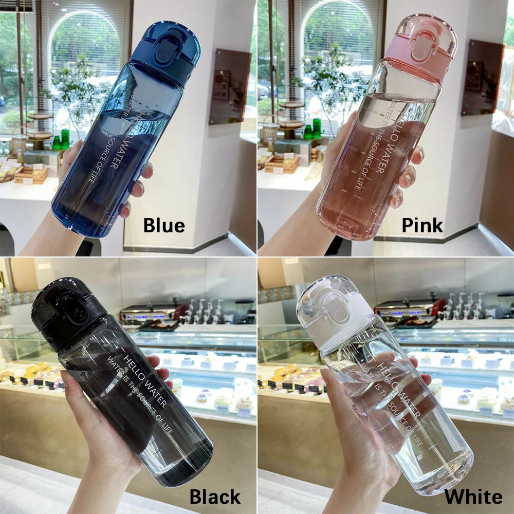 Portable Leakproof Sports Water Bottle Oval Clear Plastic Kettle Large Capacity Outdoor Travel Fitness Summer Drinking Cup 780ml 240822